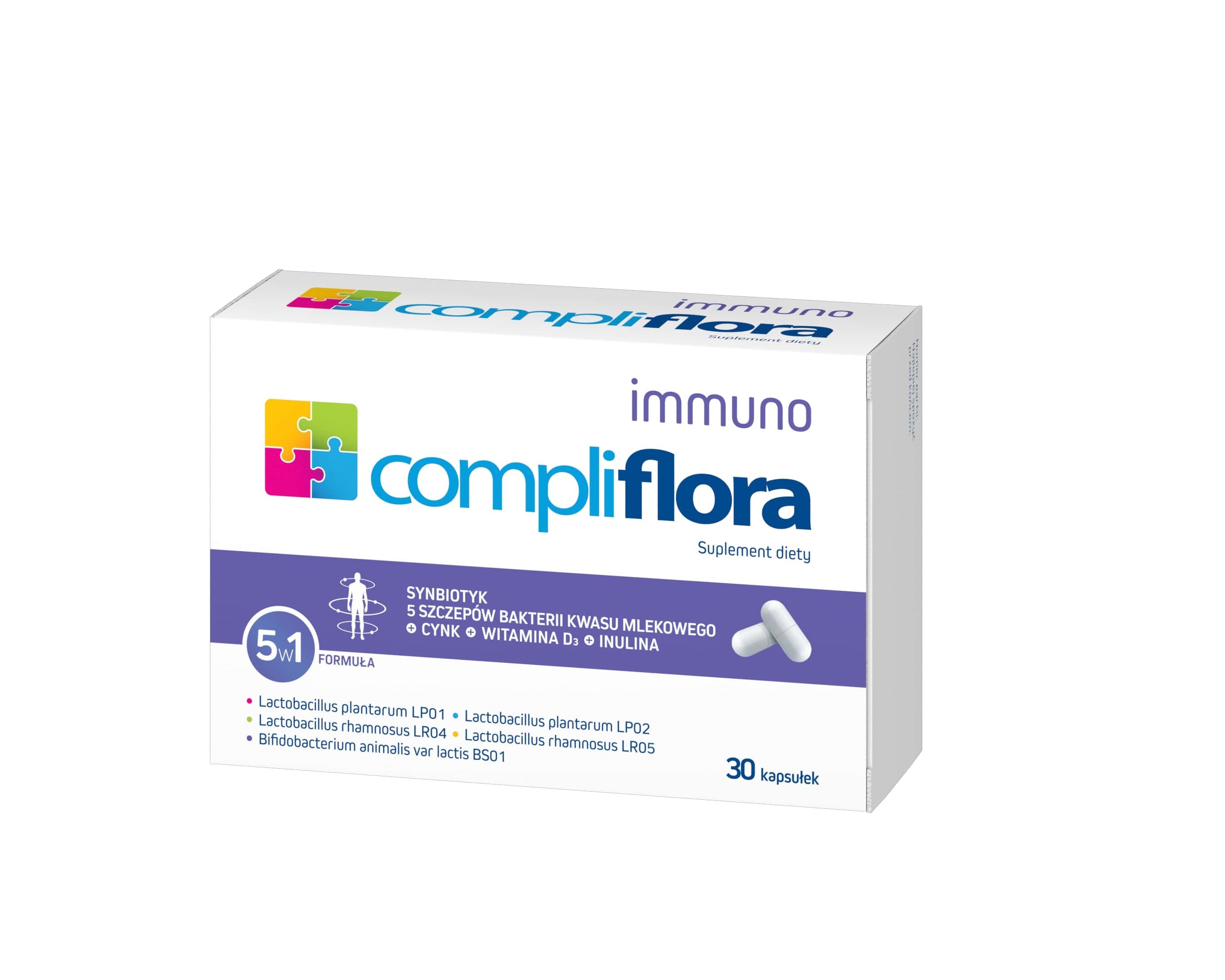 Compliflora Immuno, kapsułki z bakteriami kwasu mlekowego wspierającymi odporność, 30 szt.