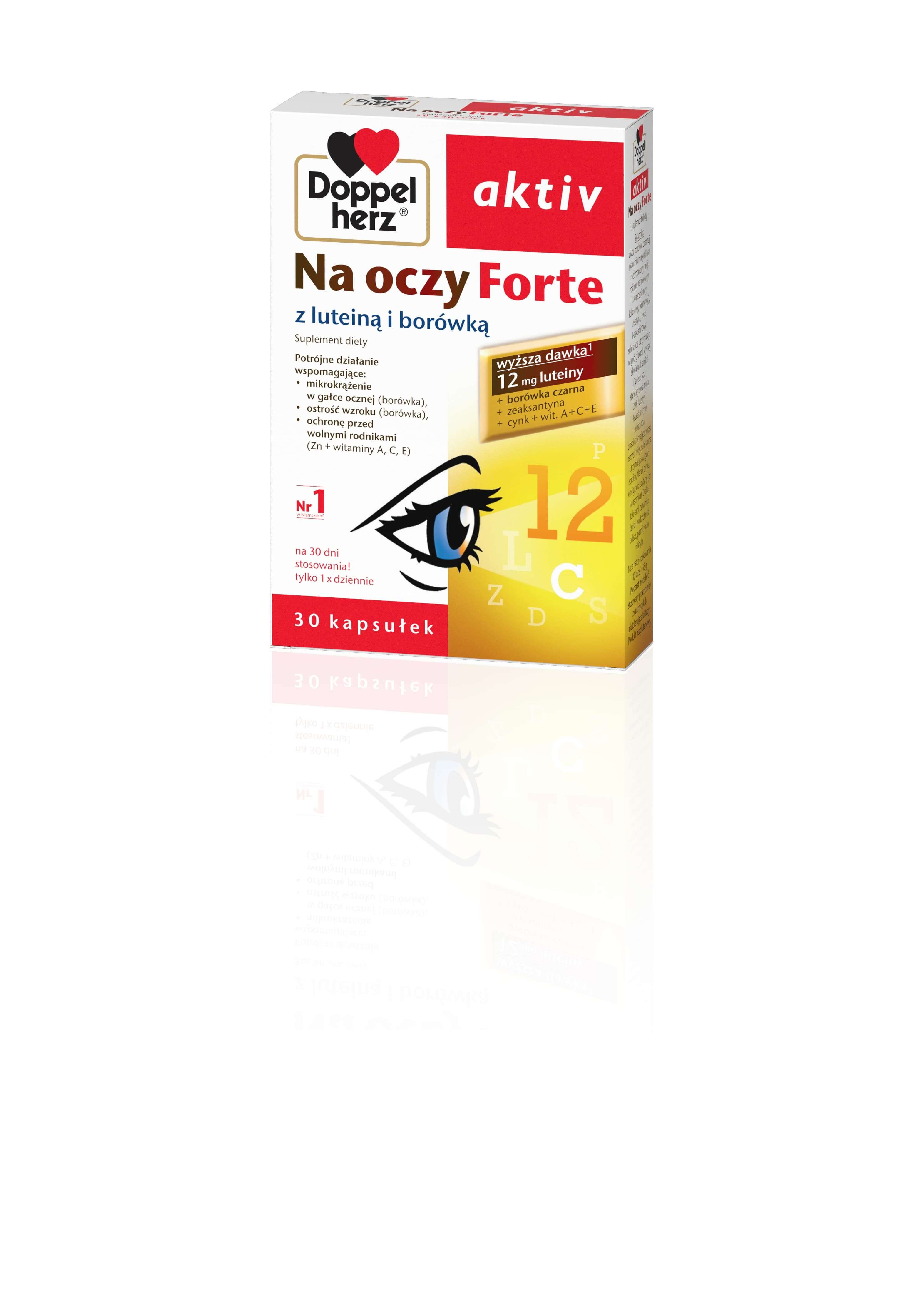 Doppelherz aktiv Na oczy Forte kapsułki ze składnikami pomagającymi utrzymać zdrowy wzrok, 30 szt.