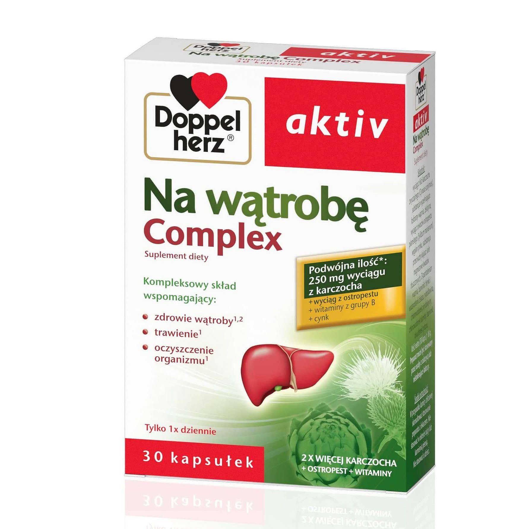 Doppelherz aktiv Na wątrobę Complex, kapsułki ze składnikami usprawniającymi pracę wątroby, 30 szt.