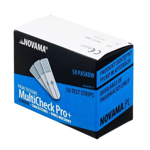 NOVAMA MultiCheck Pro+ Paski, do pomiaru glukozy we krwi, 50 szt.