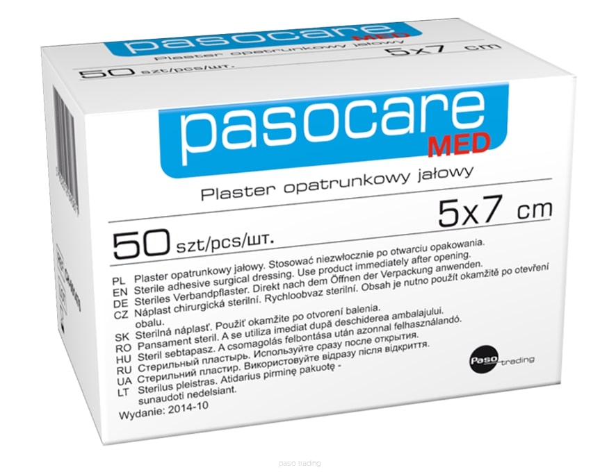 Pasocare MED, plaster opatrunkowy jałowy 5 x 7 cm, 50 szt.