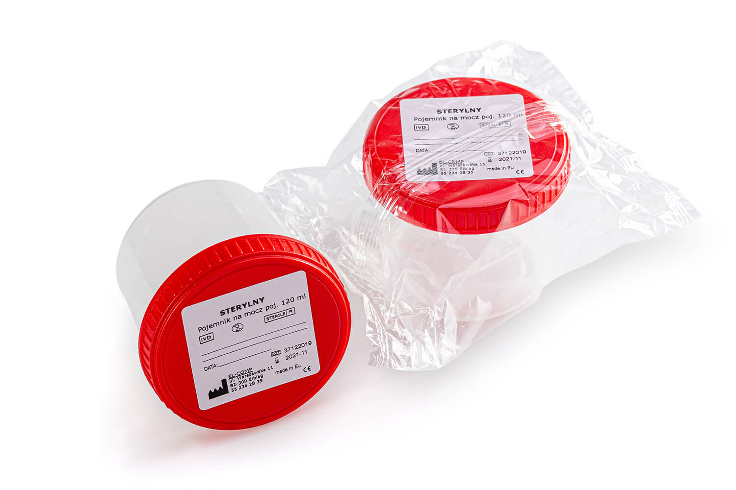 Pojemnik na mocz sterylny z naklejką zakręcany, 120 ml