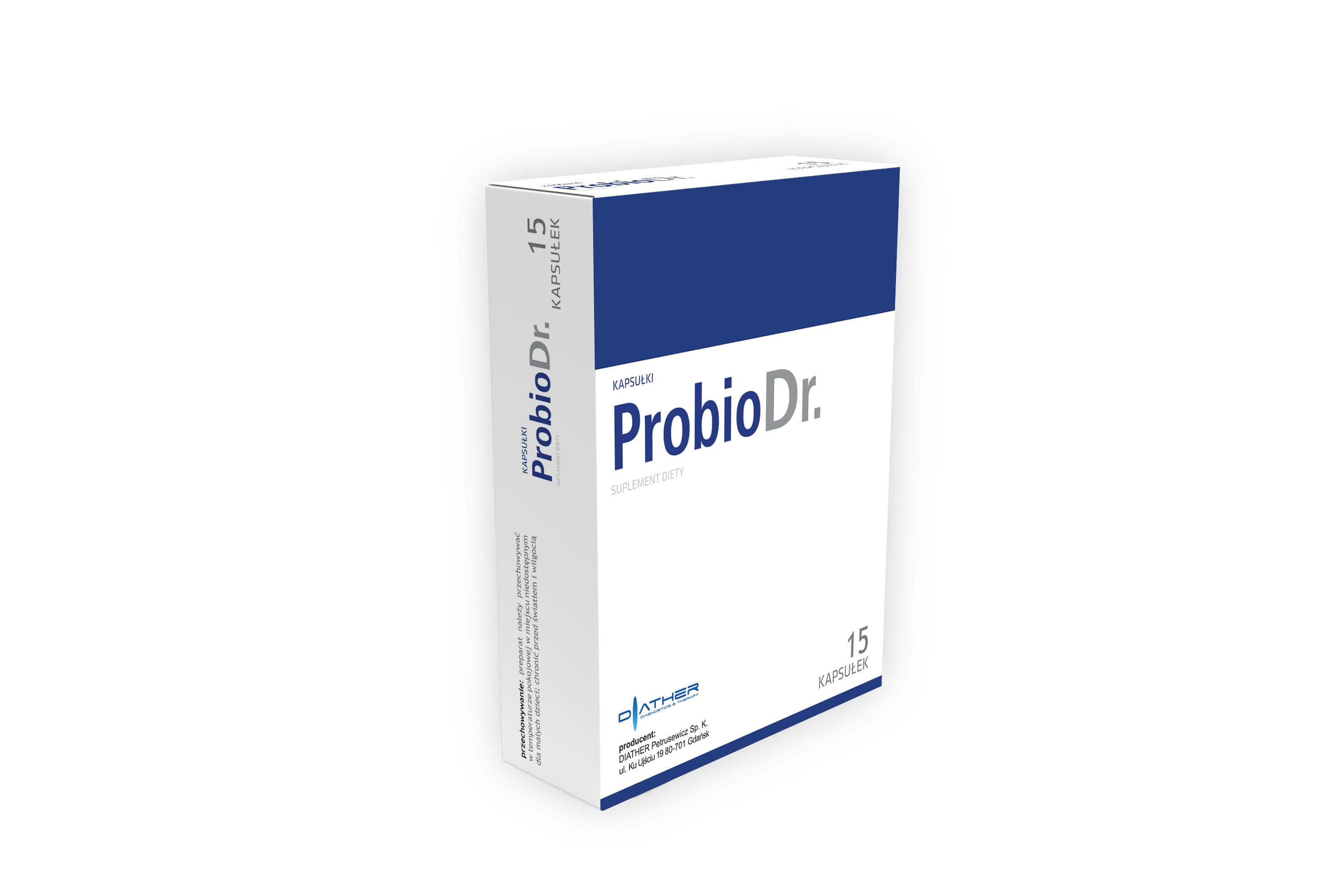 ProbioDr., kapsułki ze składnikami wspomagającymi podczas antybiotykoterapii, 15 szt.