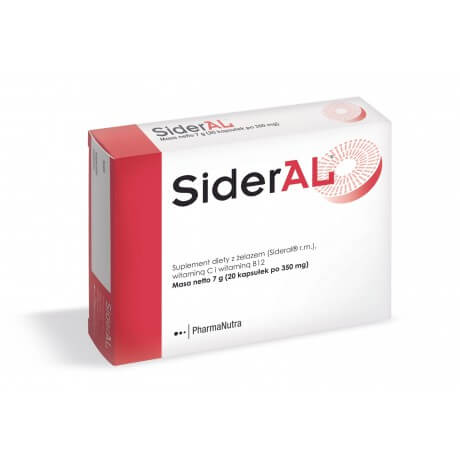 SiderAL, kapsułki ze składnikami uzupełniającymi codzienną dietę w żelazo, 20 szt.
