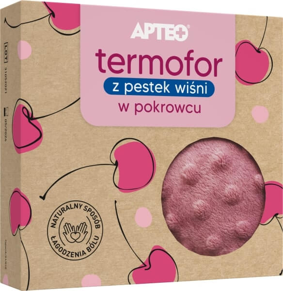 Termofor APTEO, z pestek wiśni w pokrowcu, 1 szt. (różowy)