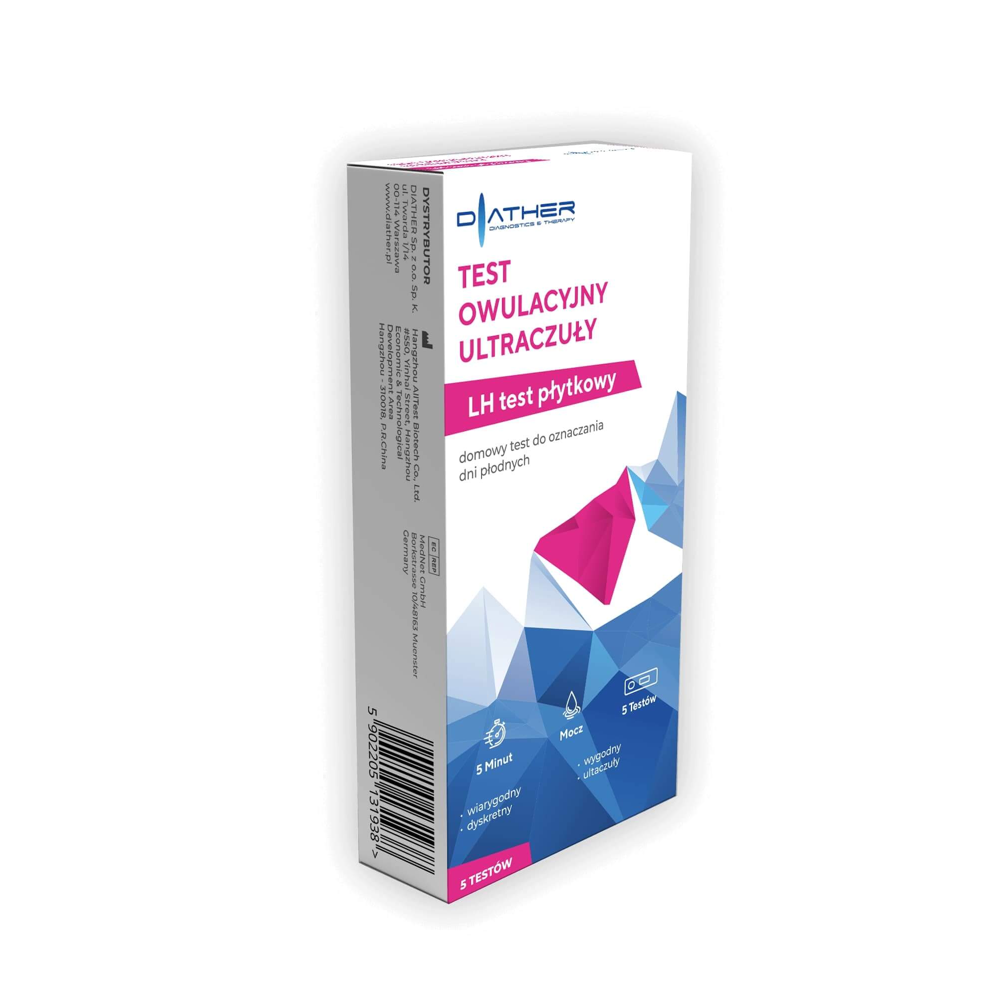 Test Owulacyjny domowy ultraczuły płytkowy LH, 5 szt.