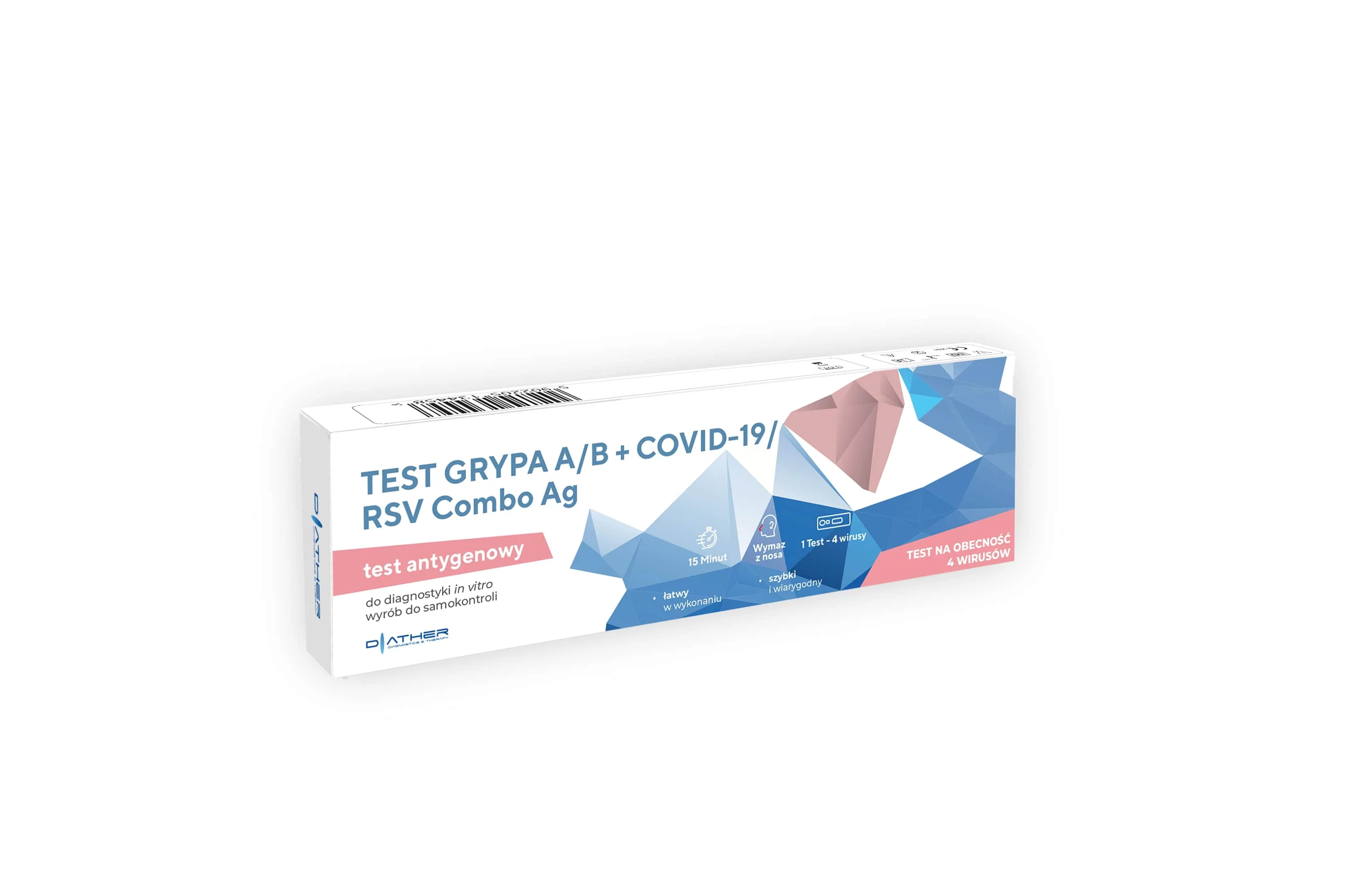 Test Grypa A/B + COVID-19/RSV Combo Ag, domowy antygenowy na obecność 4 wirusów, 1 szt.