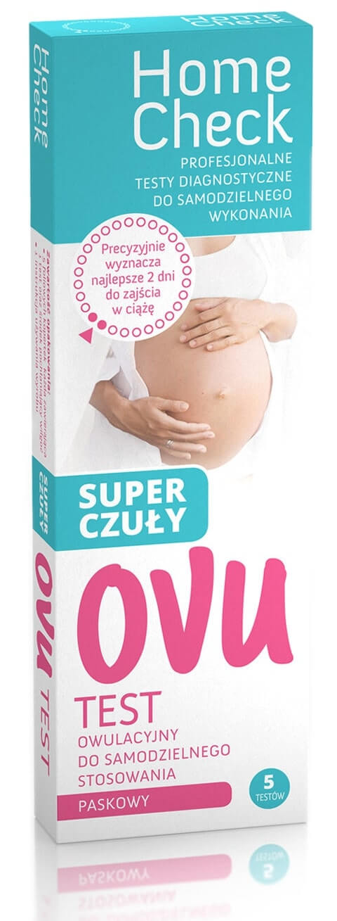 Test owulacyjny OVU,  super czuły LH paskowy, 5 szt.