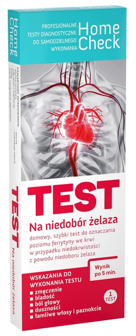 Home Check TEST Na niedobór żelaza domowy szybki, do oznaczenia poziomu ferrytyny we krwi, 1 szt.