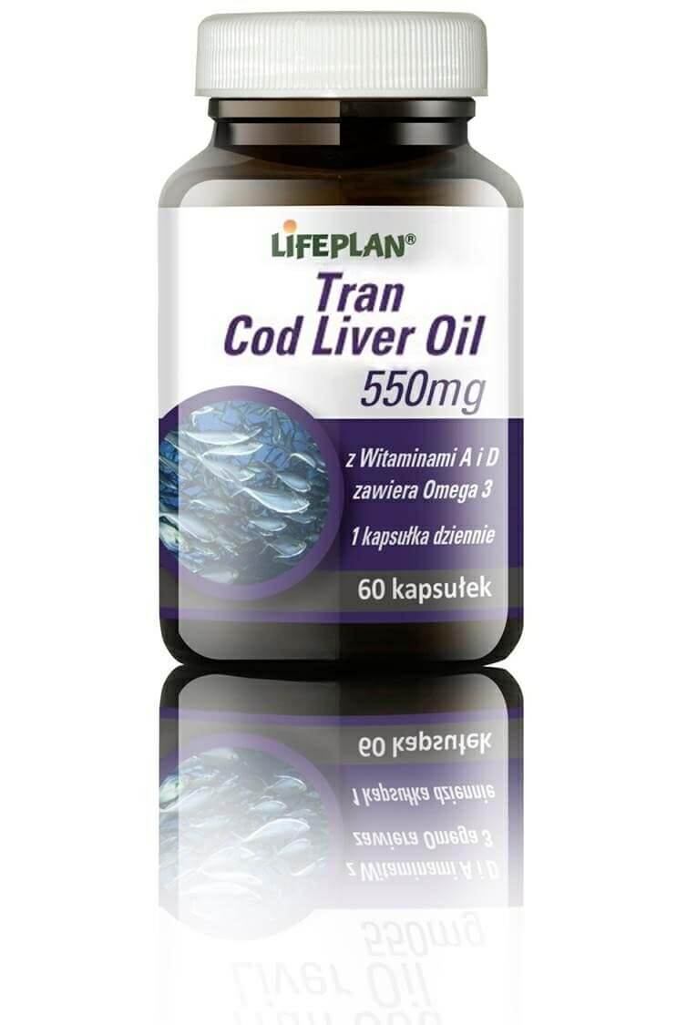 Tran Cod Liver Oil, kapsułki z witaminami A i D oraz Omega 3, 60 szt.