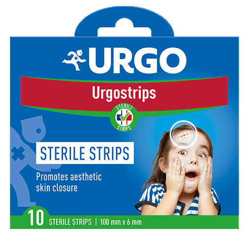 Urgostrips sterylne samoprzylepne paski do zamykania ran, 100 x 6 mm, 10 szt.