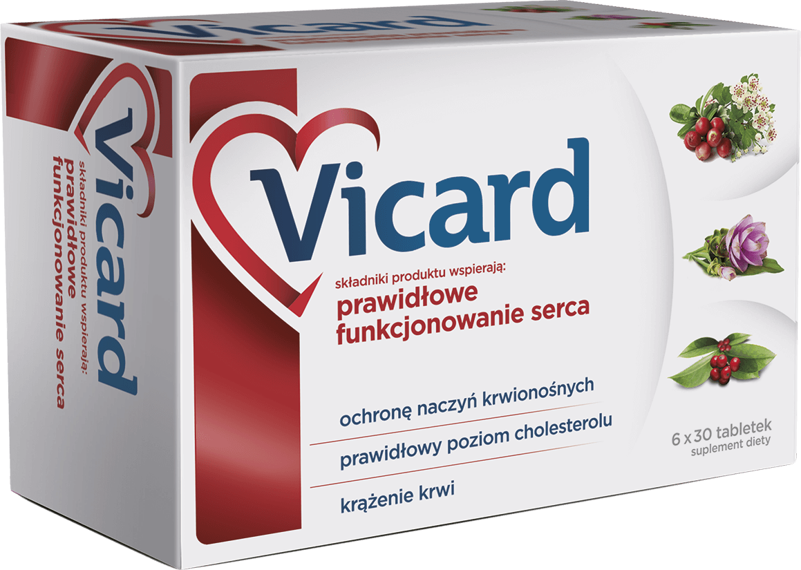 Vicard , tabletki ze składnikami wspierającymi prawidłową pracę serca, 180 szt.