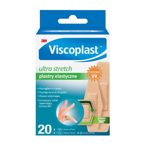 Viscoplast Ultra Stretch , plastry elastyczne oddychające różne rozmiary, 20 szt.