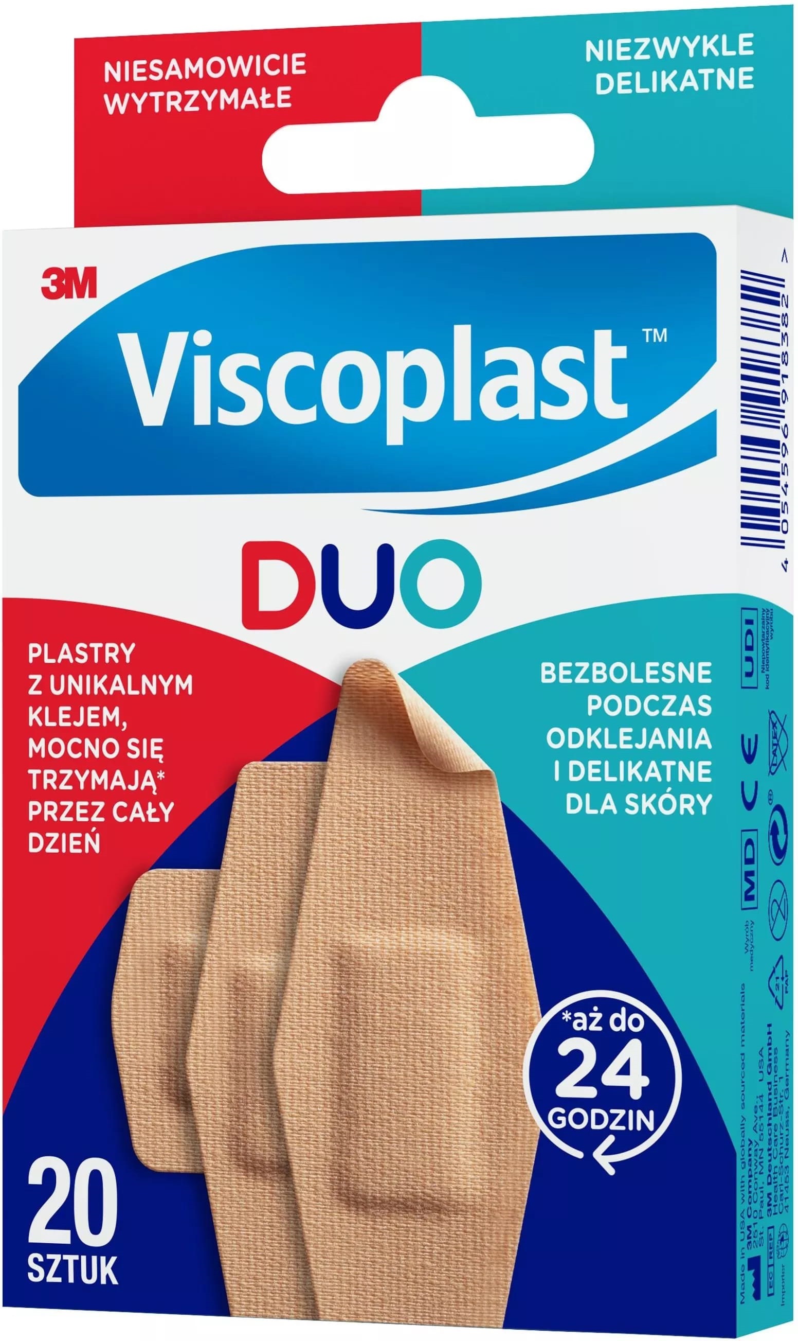 Viscoplast Duo, plastry z mocnym klejem, delikatne dla skóry, 20 szt.