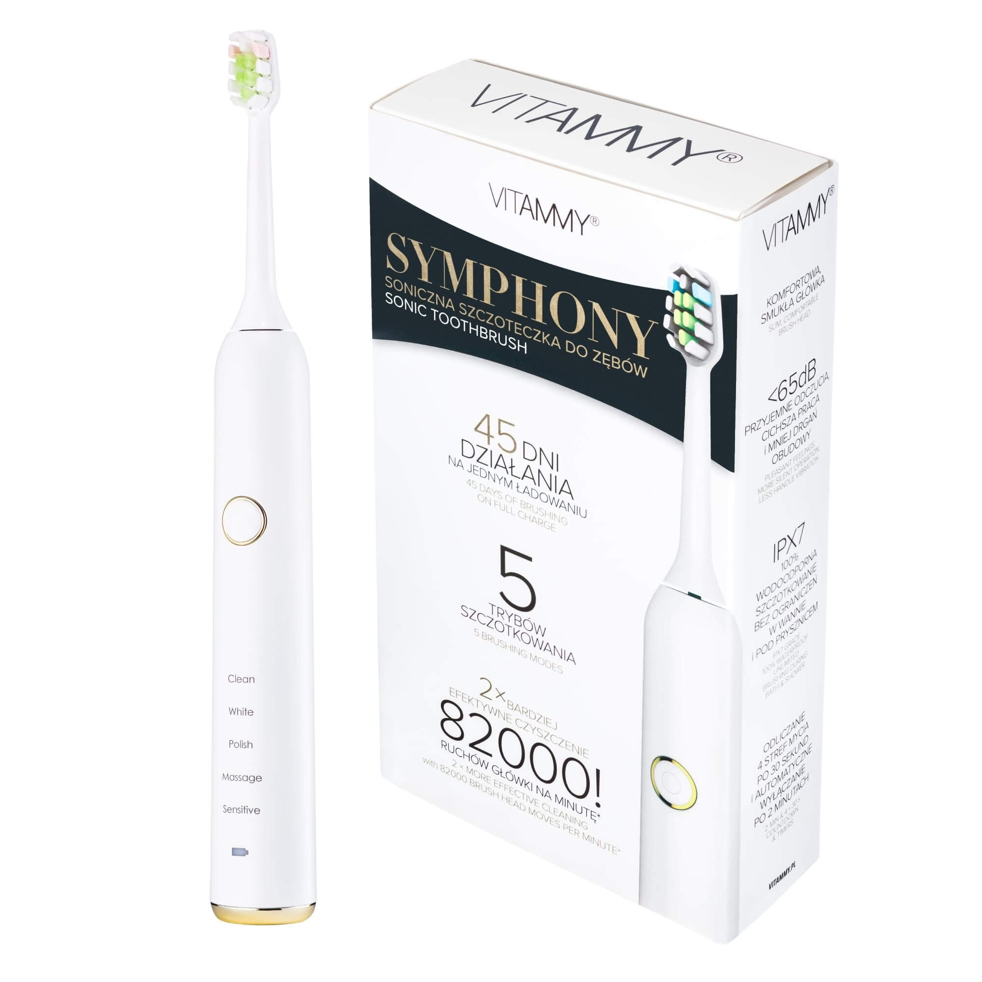Vitammy Symphony White Szczoteczka Soniczna, kolor biały, 1 szt.