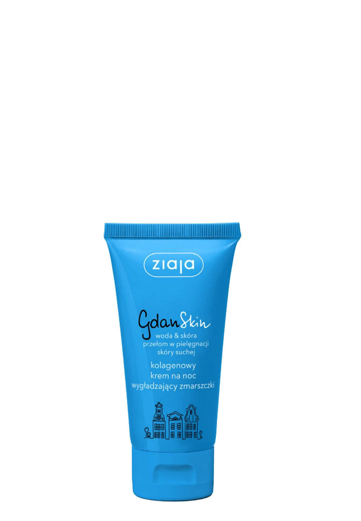 Ziaja Gdanskin, kolagenowy krem na noc wygładzający zmarszczki, 50 ml