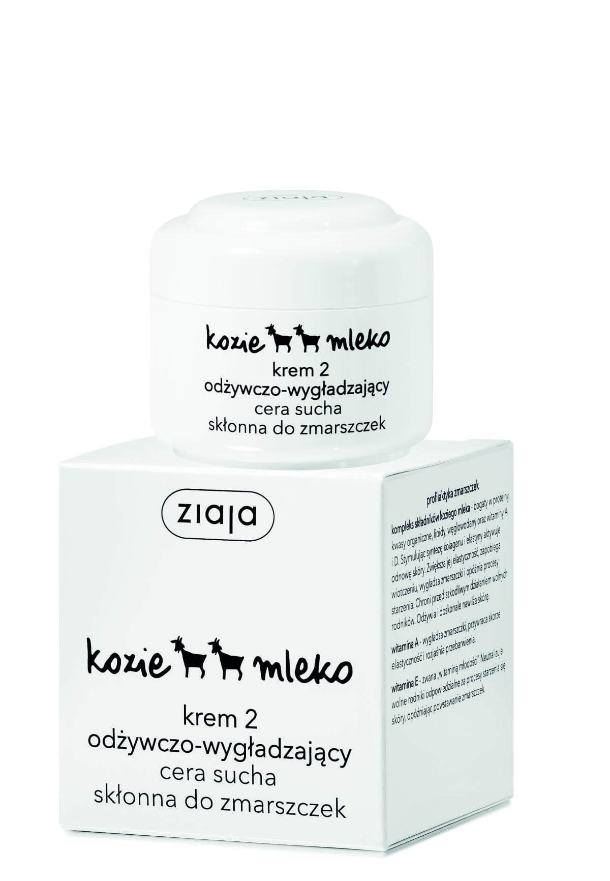 Ziaja Kozie Mleko Krem 2, odżywczo-wygładzający dla cery suchej i skłonnej do alergii, 50 ml